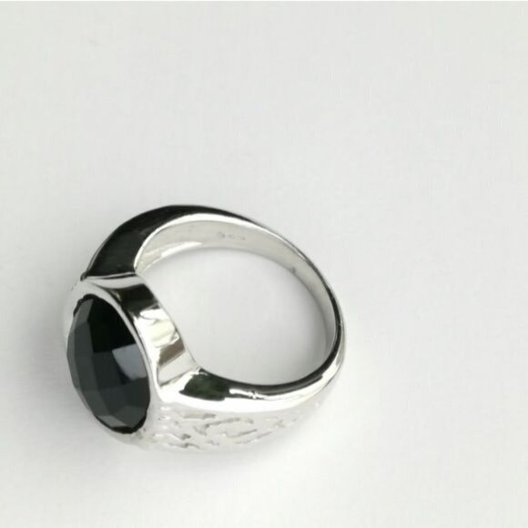 New Sterling silver round Black Onyx ring size 6 - Picture 4 of 9